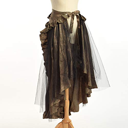 BLESSUME Mujer Vendimia gótico Steampunk Cordón Gasa Brocado Afueras Capa Balza bullicio (marrón)