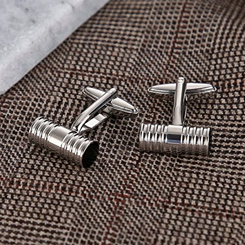 Blisfille 2 Pieza Gemelos de Acero Inoxidable Gemelos de Guitarra Española Gemelos de Numeros Joyas para Niños Gemelos de Plata Negro