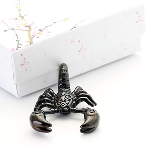 Blisfille Joyería Collar Étnico Plateado Colgante Acero Negro Colgante de Escorpión