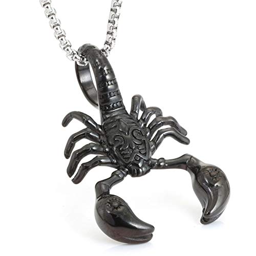 Blisfille Joyería Collar Étnico Plateado Colgante Acero Negro Colgante de Escorpión
