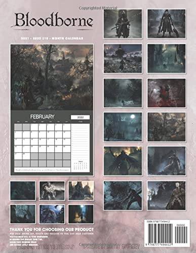 Bloodborn: OFFICIAL 2022 Calendar - Video Game calendar 2022 - Bloodborn -18 monthly 2022-2023 Calendar - Planner Gifts for boys girls kids and all ... games Kalendar Calendario Calendrier)