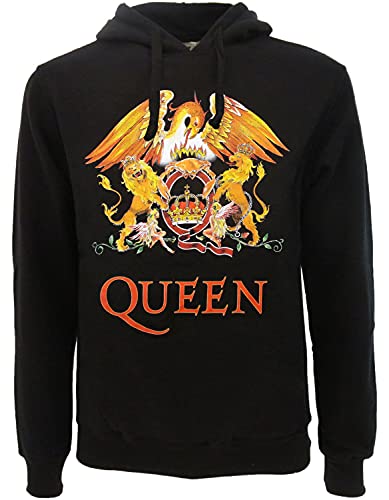 BLT Sudadera Queen original con capucha y bolsillo frontal invisible oficial Freddie Mercury Adulto, Negro , XS