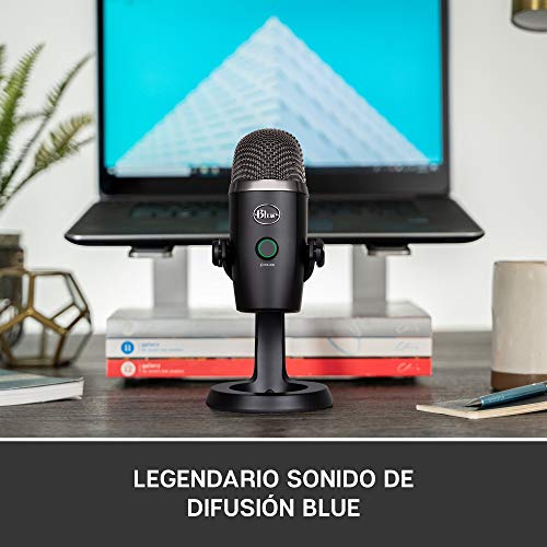 Blue Yeti Nano Micrófono de condensador USB Premium, Grabación, Streaming, Gaming, Podcasting, PC, Mac, Efectos Blue VO!CE, Cardioide y Omnidireccional, Sin Latencia - Negro