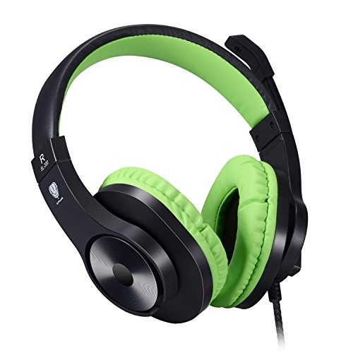 BlueFire Auriculares Gaming con Microfono para PS4 PC Xbox one, Cascos Gaming con Bass Surround Cancelacion Ruido,Diadema Acolchada y Ajustable,Microfono Unidireccional (Verde)
