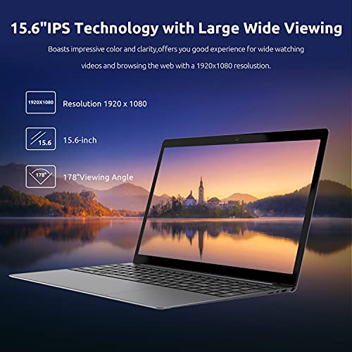 BMAX X15 Ordenador portátil 15.6 Pulgadas, Windows 10, 2.6GHz Quad Core N4120 (4 Cores/4 Threads), 8GB LPDDR4 RAM, 256GB M.2 SATA SSD, 1920*1080p,2.4GHz/5GHz WiFi, Bluetooth 4.2