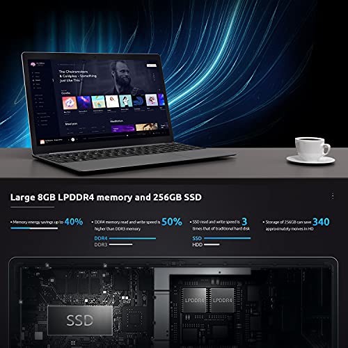 BMAX X15 Ordenador portátil 15.6 Pulgadas, Windows 10, 2.6GHz Quad Core N4120 (4 Cores/4 Threads), 8GB LPDDR4 RAM, 256GB M.2 SATA SSD, 1920*1080p,2.4GHz/5GHz WiFi, Bluetooth 4.2