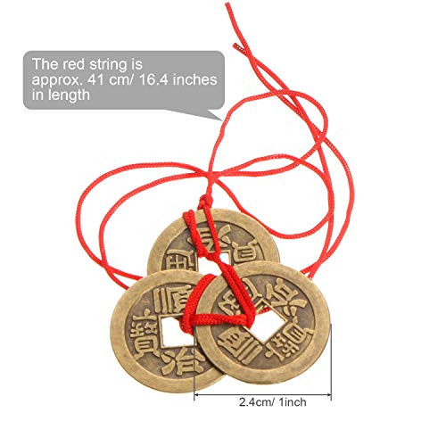 Boao Monedas de Fortuna China Monedas de Feng Shui I-Ching Moneda Tradicional con Cuerda Roja para Riqueza y Éxito, 5 Estilos (10)