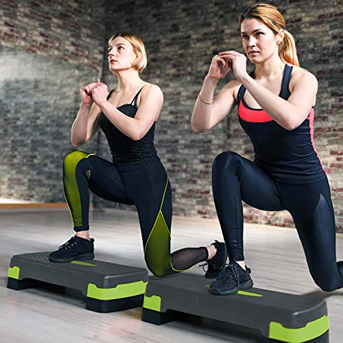 Body & Mind® Aerobic Step Board Professional Elite 3-Level Step Bench con tapete protector antideslizante y libro electrónico en español