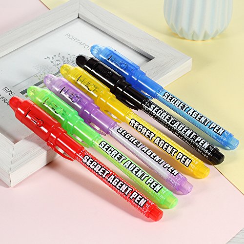 Bolígrafo de tinta invisible, lápiz espía MALEDEN con rotulador mágico de luz UV para mensajes secretos y fiestas