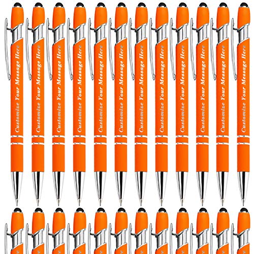 Bolígrafos Personalizados con lápiz óptico, 24 Bolígrafos Personalizables, Impreso Con su Logotipo o Mensaje para Navidad, Graduación y Cumpleaños, Tinta Negra, Punta Mediana