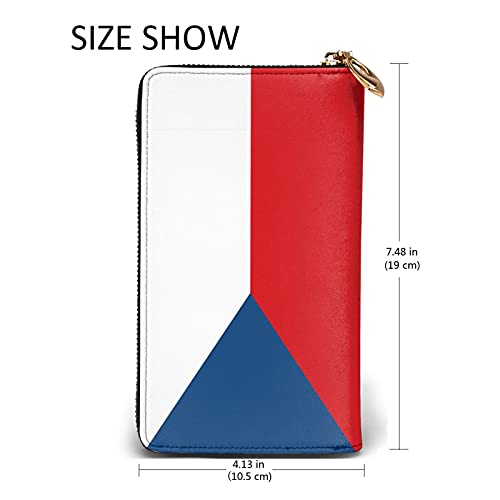 Bolsa de cuero para efectivo de la República Checa Bandera de la Moda Cartera Multi-Ranura de Cheque Titular de la Tarjeta para Hombres y Mujeres