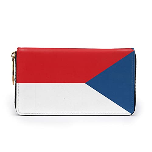 Bolsa de cuero para efectivo de la República Checa Bandera de la Moda Cartera Multi-Ranura de Cheque Titular de la Tarjeta para Hombres y Mujeres