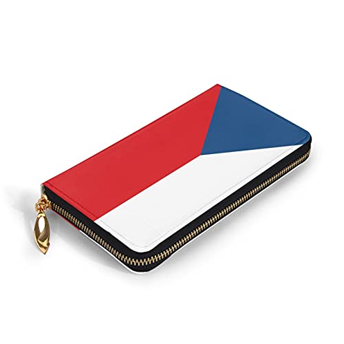 Bolsa de cuero para efectivo de la República Checa Bandera de la Moda Cartera Multi-Ranura de Cheque Titular de la Tarjeta para Hombres y Mujeres