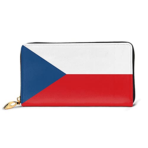 Bolsa de cuero para efectivo de la República Checa Bandera de la Moda Cartera Multi-Ranura de Cheque Titular de la Tarjeta para Hombres y Mujeres