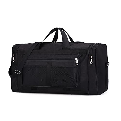 Bolsa de Viaje de Gran Capacidad, Bolsa de Equipaje de Mano, Bolsa de mudanza de Larga Distancia, Paquete de envío de Lona para Hombres, Bolsa de Ropa,Negro