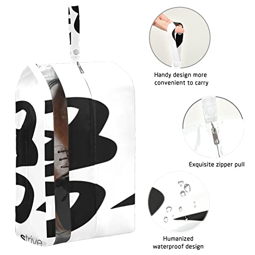 Bolsas de Zapatos para Viaje Juego de 2 tamaños, traducción de caligrafía China Strive Rightside Bolsa de Almacenamiento de Zapatos livianos portátiles Chinos para Hombres y Mujeres
