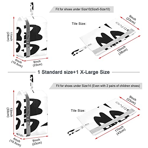 Bolsas de Zapatos para Viaje Juego de 2 tamaños, traducción de caligrafía China Strive Rightside Bolsa de Almacenamiento de Zapatos livianos portátiles Chinos para Hombres y Mujeres
