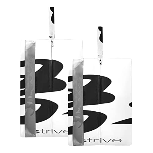 Bolsas de Zapatos para Viaje Juego de 2 tamaños, traducción de caligrafía China Strive Rightside Bolsa de Almacenamiento de Zapatos livianos portátiles Chinos para Hombres y Mujeres