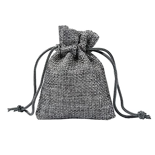 Bolsitas Saco De Yute,Bolsas De Lino PAQUETE DE 50 FLAX BUTLAP JUEJO DESPUÉS DE TRAZAMIENTO DE JUEJO 10x14CM Bolsas de regalo de Jute de Hessián gris para la fiesta de bodas Favoritos Bolsas de envasa