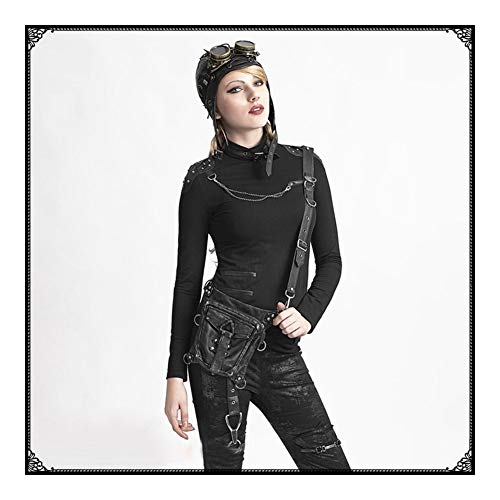 Bolso de Hombro gótico de Cuero Steam Punk Hombres Mujeres Riñonera de Cuero Paquetes Mujeres Messenger Bag Fashion Leg Bag (Color : 01)