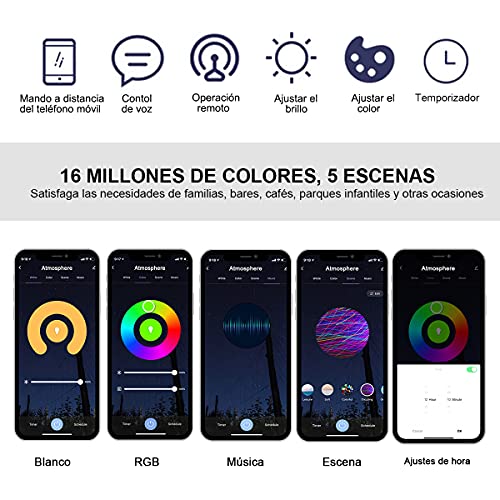 Bombilla LED Inteligente WiFi,Extrastar 2 Pack 6W GU10 Bombilla LED Luces Cálidas/Frías & RGB, Lámpara WiFi Funciona con Alexa (Echo, Echo Dot) Google Home