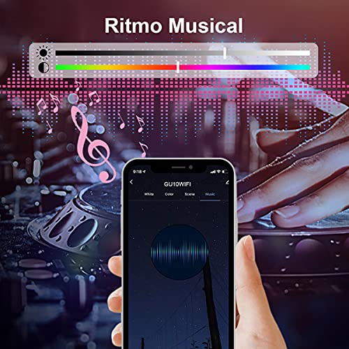 Bombilla LED Inteligente WiFi,Extrastar 2 Pack 6W GU10 Bombilla LED Luces Cálidas/Frías & RGB, Lámpara WiFi Funciona con Alexa (Echo, Echo Dot) Google Home