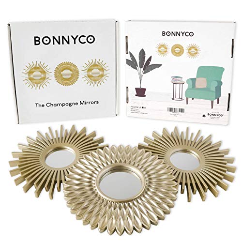 BONNYCO Espejos Pared Decorativos Pack 3 Espejos Decorativos Ideales para Decoracion Casa, Habitación y Salón | Espejos Redondos Pared Regalos Originales para Mujer | Decoracion Pared