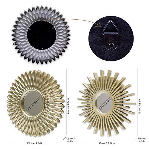 BONNYCO Espejos Pared Decorativos Pack 3 Espejos Decorativos Ideales para Decoracion Casa, Habitación y Salón | Espejos Redondos Pared Regalos Originales para Mujer | Decoracion Pared