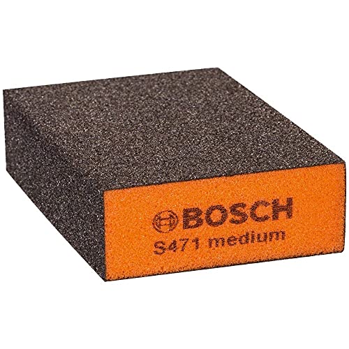 Bosch Accessories S471 medium Esponja abrasiva para Superficies y Bordes, Gris/Naranja, Medio