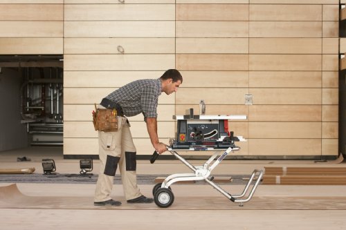 Bosch Professional GTA 60 W - Mesa de transporte para sierra de mesa ( larg.1,20 m x alt. 0,62 m, neumáticos, plegable)