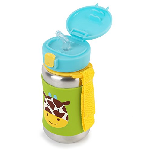 Botella de acero inoxidable con pajita, diseño de abeja, de Skip Hop, modelo Zoo multicolor jirafa Talla:11-15 ounces