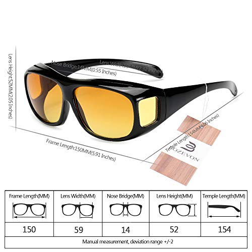 BOZEVON Hombres y Mujeres Gafas de Sol - Anti Reflejante Ligeras y Cómodas UV400 Gafas de Sol/Gafas de Visión Nocturna para Conducir y Deportes al aire libre