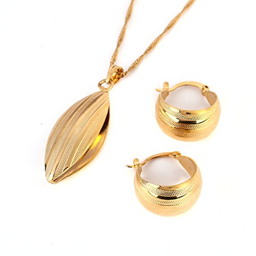 BR Gold Jewelry Juego de Pendientes etíopes Joias Ouro de Oro de 24 Quilates, joyería Africana para Novia