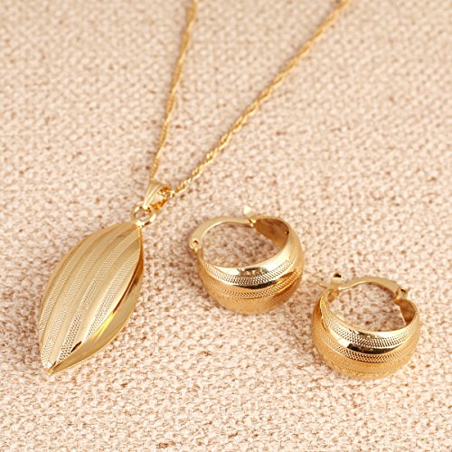 BR Gold Jewelry Juego de Pendientes etíopes Joias Ouro de Oro de 24 Quilates, joyería Africana para Novia