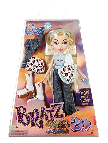 Bratz Edición Especial 20 Años Muñeca de Moda Original Cloe - Caja holográfica y póster - Coleccionable - Réplica de la versión de 2001 - Incluye 2 Vestidos, Zapatos, Bolso y más