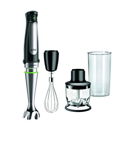 Braun Hogar Batidora de mano, 1000W (3 accesorios, minipicadora 350ml, varillas, vaso medidor 600ml), velocidad automática, tecnología Active Blade, 1000 W, 600 milliliters, Acrylic, No Color
