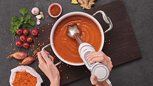 Braun Minipimer 5235 - Batidora de Mano, 1000 W, 21 Velocidades y Función Turbo, Campana Anti-salpicaduras, Powerbell Plus, Easy-Click, Incluye Varillas, Picadora 500 ml, Vaso de 600 ml, Color Blanco