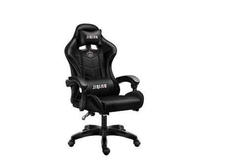 BRAVO HOME - Silla para videojuegos de escritorio – Silla de oficina para gamer – Silla ergonómica con reposacabezas – Cojín lumbar – Respaldo alto (Negro)