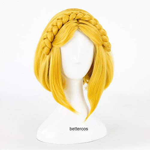 Breath of the Wild Princess Zelda Cosplay Wig Short Blonde Heat Resistant Synthetic Hair Wig + Wig Cap