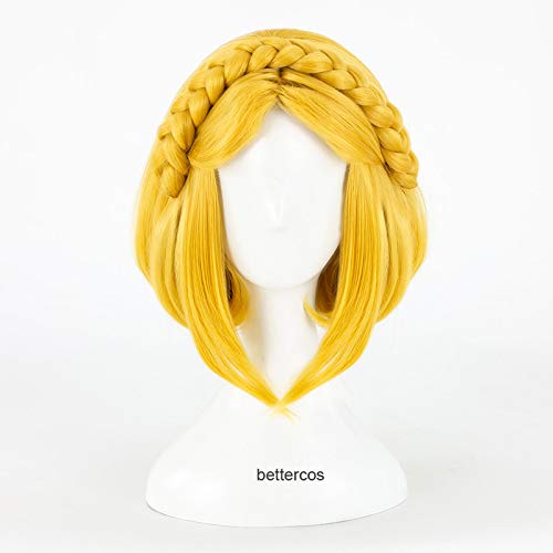 Breath of the Wild Princess Zelda Cosplay Wig Short Blonde Heat Resistant Synthetic Hair Wig + Wig Cap