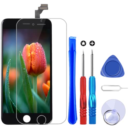 Brinonac Pantalla para iPhone 6, 4.7" Táctil LCD de Repuesto Ensamblaje de Marco Digitalizador con Herramienta de reparación y Protector de Pantalla (Negro)
