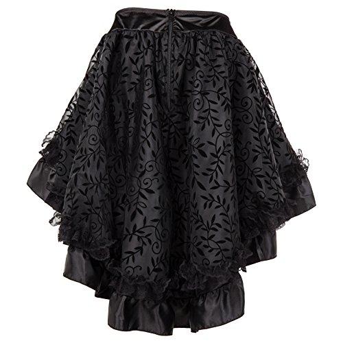Bslingerie® Falda corta para mujer, estilo gótico, punk, steampunk, Negro , XL