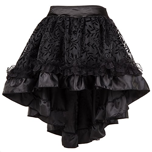 Bslingerie® Falda corta para mujer, estilo gótico, punk, steampunk, Negro , XL