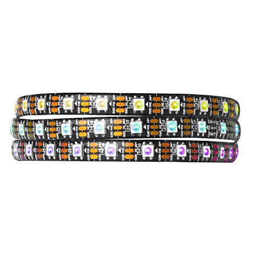 BTF-LIGHTING 3.2FT 1m WS2812b 60leds 60pixels Impermeable IP65 Negro PCB Flexible individualmente direccionable Tira Led Sueño en color DC5V