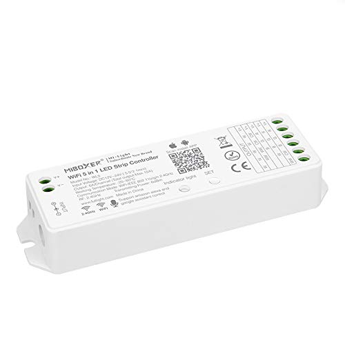 BTF-LIGHTING LED Strip 5 en 1 Miboxer WL5 Controlador WiFi de 2,4 GHz, compatible con Alexa Google Home Assistant Smartphone APP Control for Monochrome RGB RGBW WW+CW RGB+CCT LED Strip