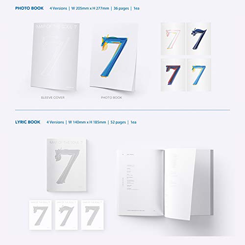 BTS Album - MAP OF SOUL : 7 [ 3 ver. ] Package + Photo Book + Lyric Book + CD + Mini Book + Photo Card + PostCard + Sticker + Coloring Paper