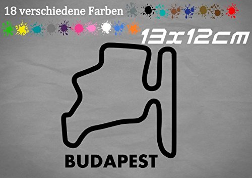 Budapest - Pegatina (13 x 12 cm, diseño de pistas de carreras de Hungría, diseño F1, Fórmula 1, 18 colores)