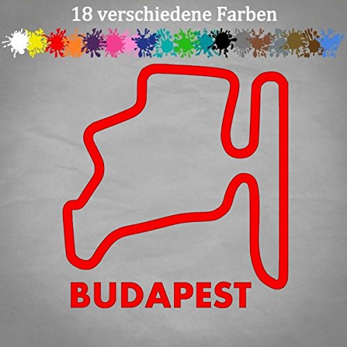 Budapest - Pegatina (13 x 12 cm, diseño de pistas de carreras de Hungría, diseño F1, Fórmula 1, 18 colores)