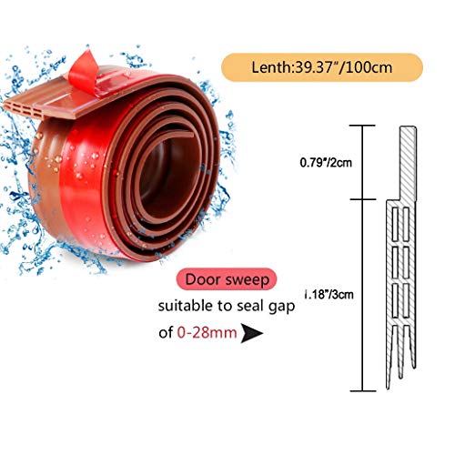 Burlete Puerta, XiDe 100 x 5cm Burlete Bajo Puerta Burlete Autoadhesivo de Goma de Silicona, Antipolvo Aislamiento Acústico Prueba De Viento y Agua - marrón