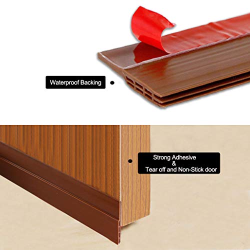 Burlete Puerta, XiDe 100 x 5cm Burlete Bajo Puerta Burlete Autoadhesivo de Goma de Silicona, Antipolvo Aislamiento Acústico Prueba De Viento y Agua - marrón